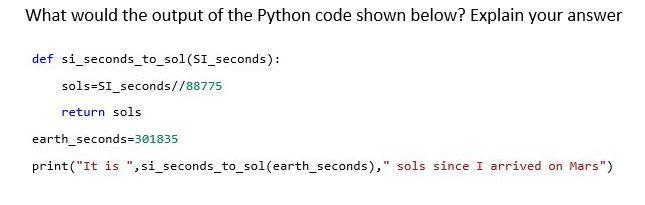 Solved What would the output of the Python code shown below? | Chegg.com