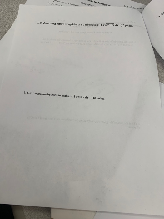 Solved 2. Evaluate using pattern recognition or a u | Chegg.com