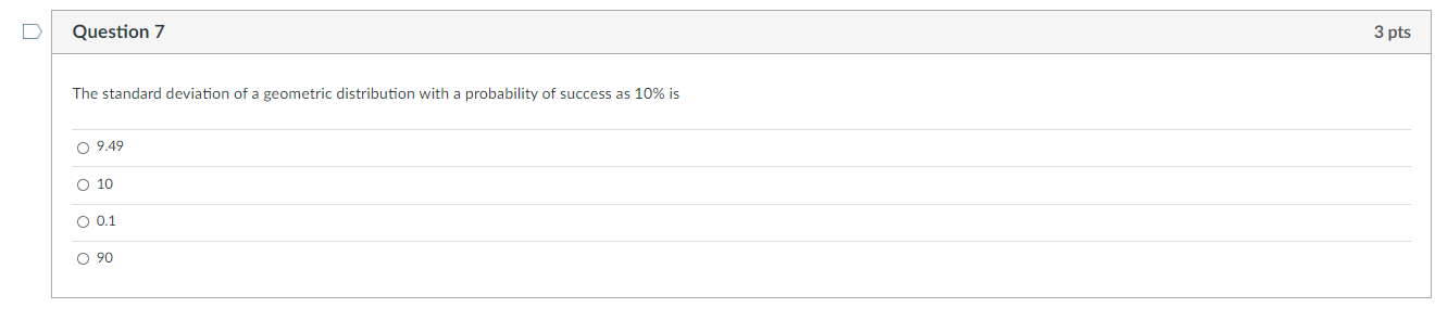 Solved Question 7 3 pts The standard deviation of a | Chegg.com