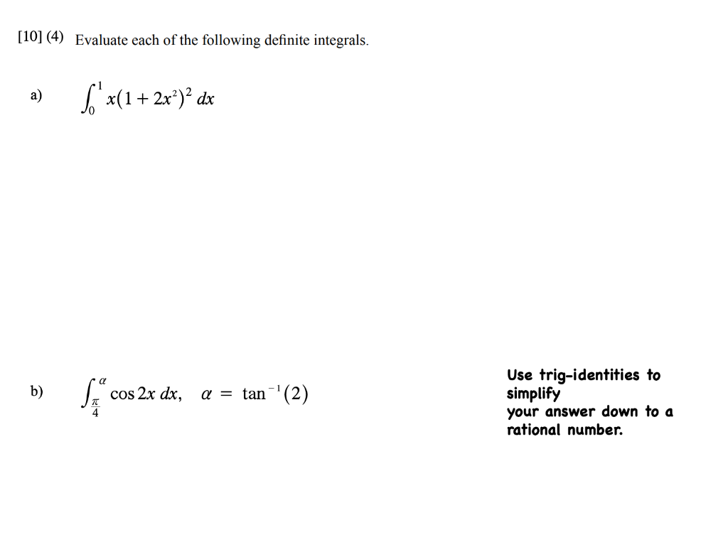 10 4 Evaluate Each Of The Following Definite Chegg Com