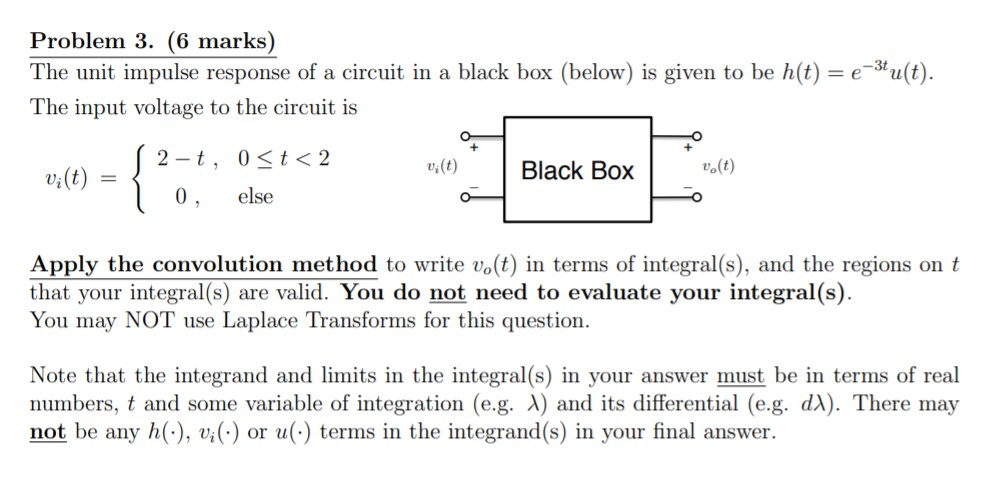 Solved Problem 3 6 Marks The Unit Impulse Response Of Chegg Com