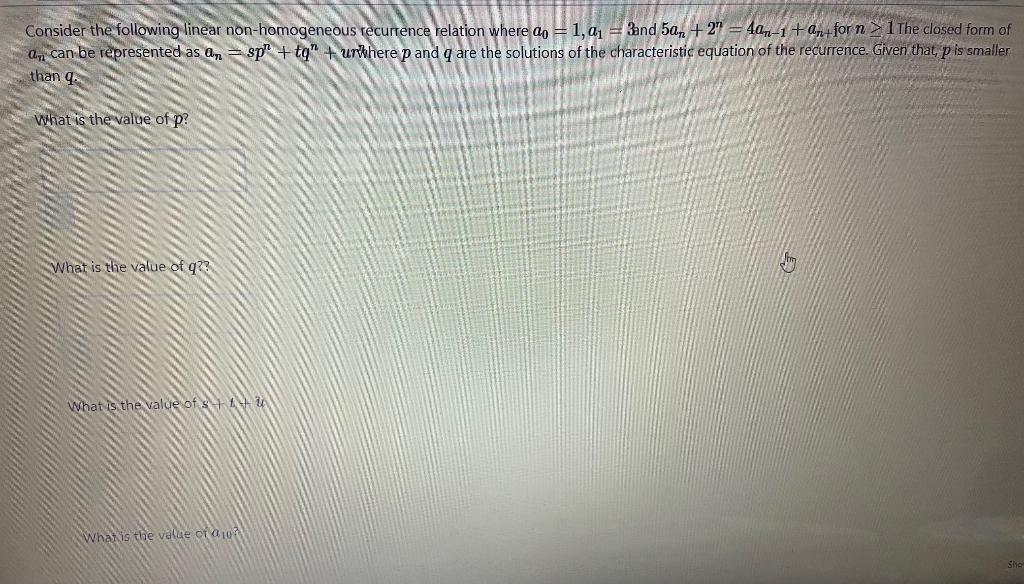 Linear Non Homogeneous Recurrence Relation