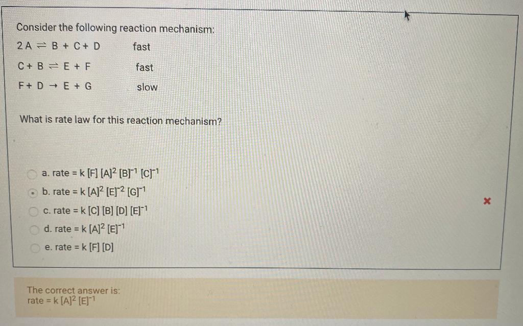 Solved Consider the following reaction mechanism: 2A = B + C | Chegg.com