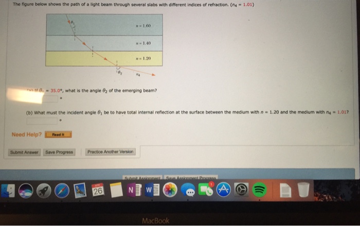 Solved The figure below shows the path of a light beam | Chegg.com