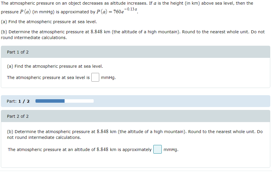 Solved The atmospheric pressure on an object decreases as