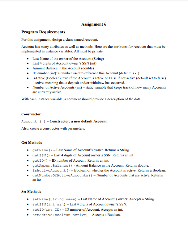 Solved Assignment 6 Program Requirements For this | Chegg.com