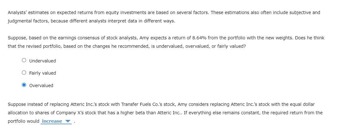 Solved Amy is an analyst at a wealth management firm. One of | Chegg.com