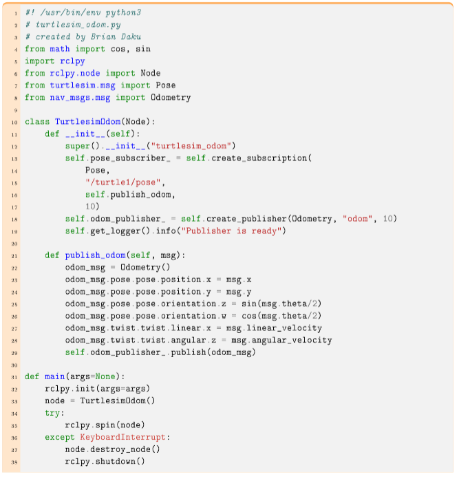 Solved 2.2 Turtlesim /odom Simulation Turtlesim does not | Chegg.com