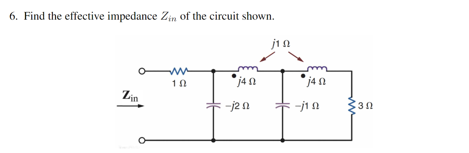 Solved 6. Find the effective impedance Zin of the circuit | Chegg.com