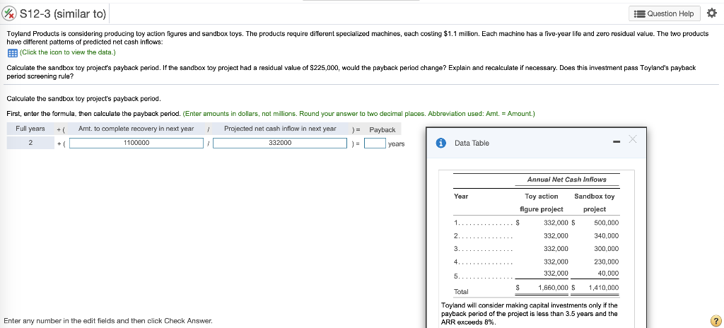 Solved S12-3 (similar to) Question Help Toyland Products is