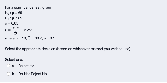 Solved For a significance test, given | Chegg.com