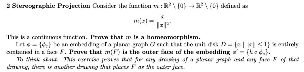 Solved 2 Stereographic Projection Consider the function m : | Chegg.com