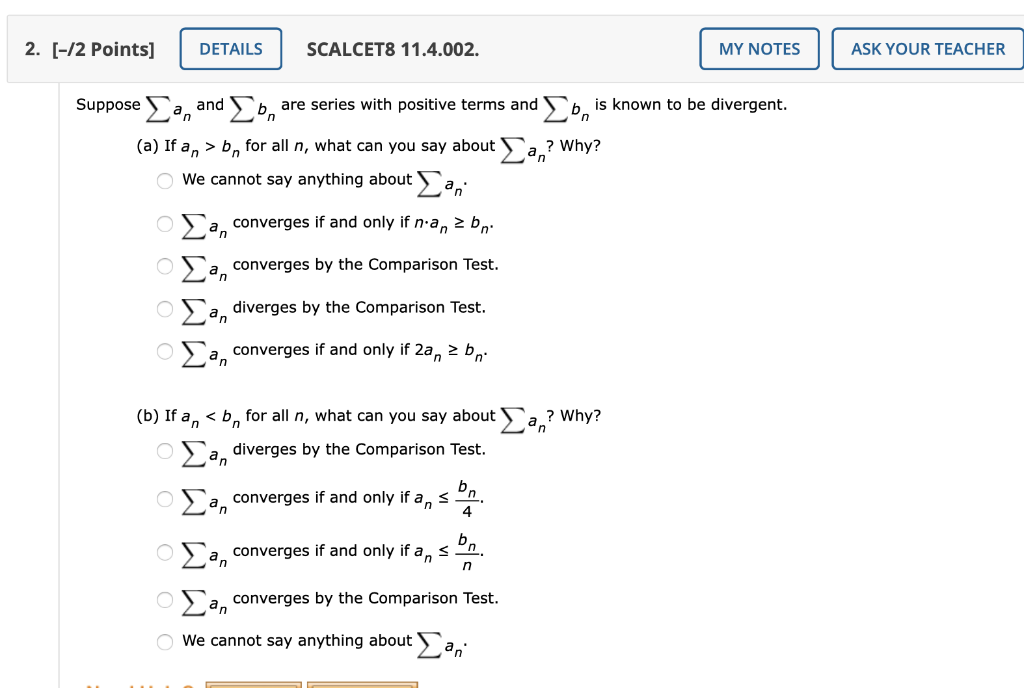 Solved 2. [-/2 Points] DETAILS SCALCET8 11.4.002. MY NOTES | Chegg.com