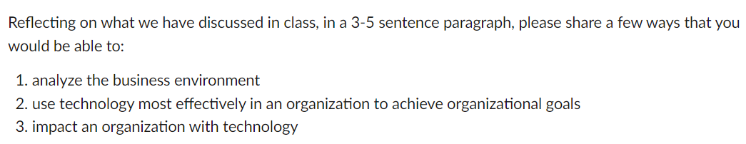 Solved Reflecting on what we have discussed in class, in a | Chegg.com
