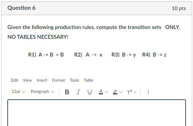 Solved Question 6 10 pts Given the following production | Chegg.com