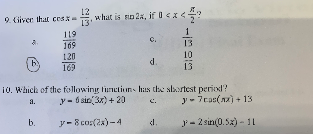 Solved 12 What Is Sin 2x If 0 Chegg