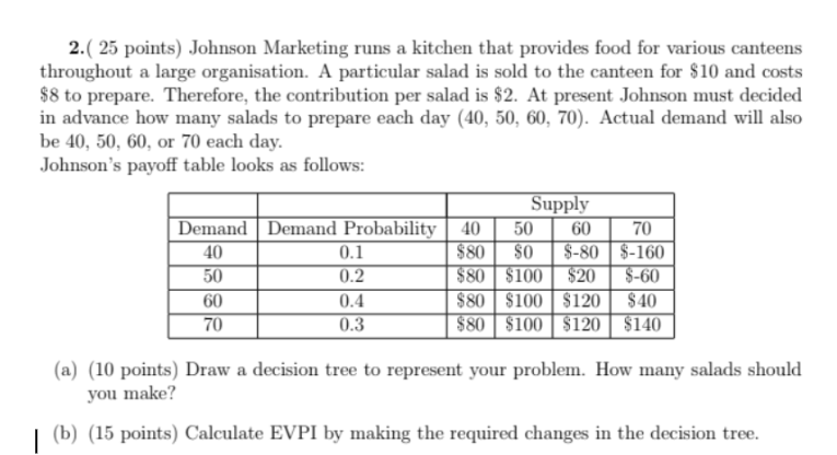 Solved 2. ( 25 points) Johnson Marketing runs a kitchen that | Chegg.com