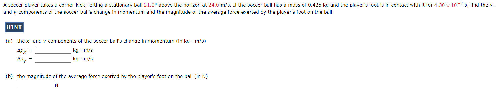 Solved and y-components of the soccer ball's change in | Chegg.com