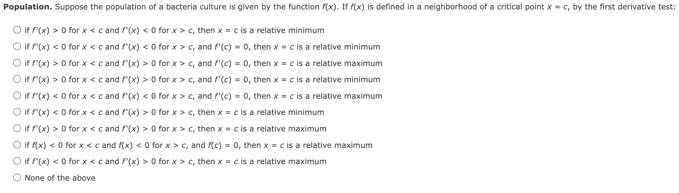 Solved Population. Suppose the population of a bacteria | Chegg.com
