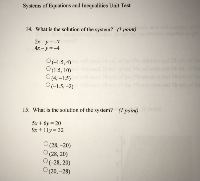 post test systems of linear equations and inequalities edmentum answers