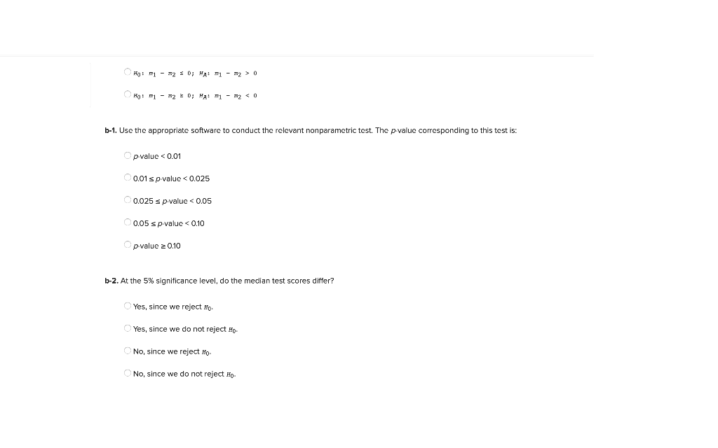 Solved A professor teaches two sections of an introductory | Chegg.com
