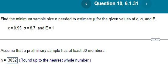 Solved Find the minimum sample size n needed to estimate μ | Chegg.com