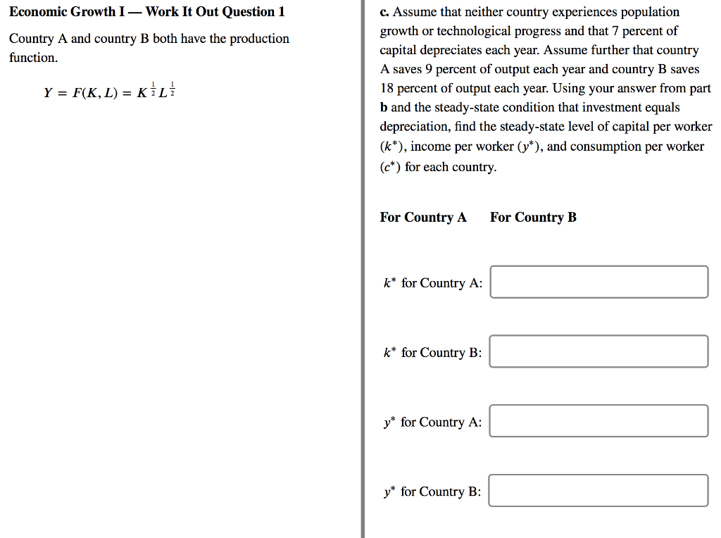 Solved Economic Growth I — Work It Out Question 1 Country A | Chegg.com