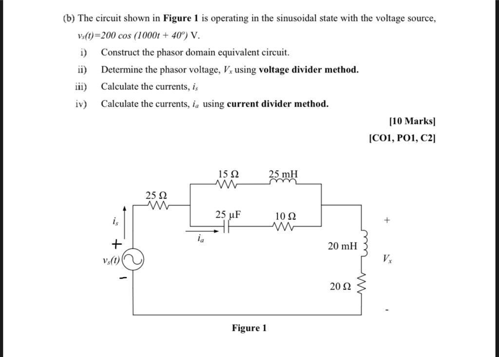 Solved (b) The circuit shown in Figure 1 is operating in the | Chegg.com