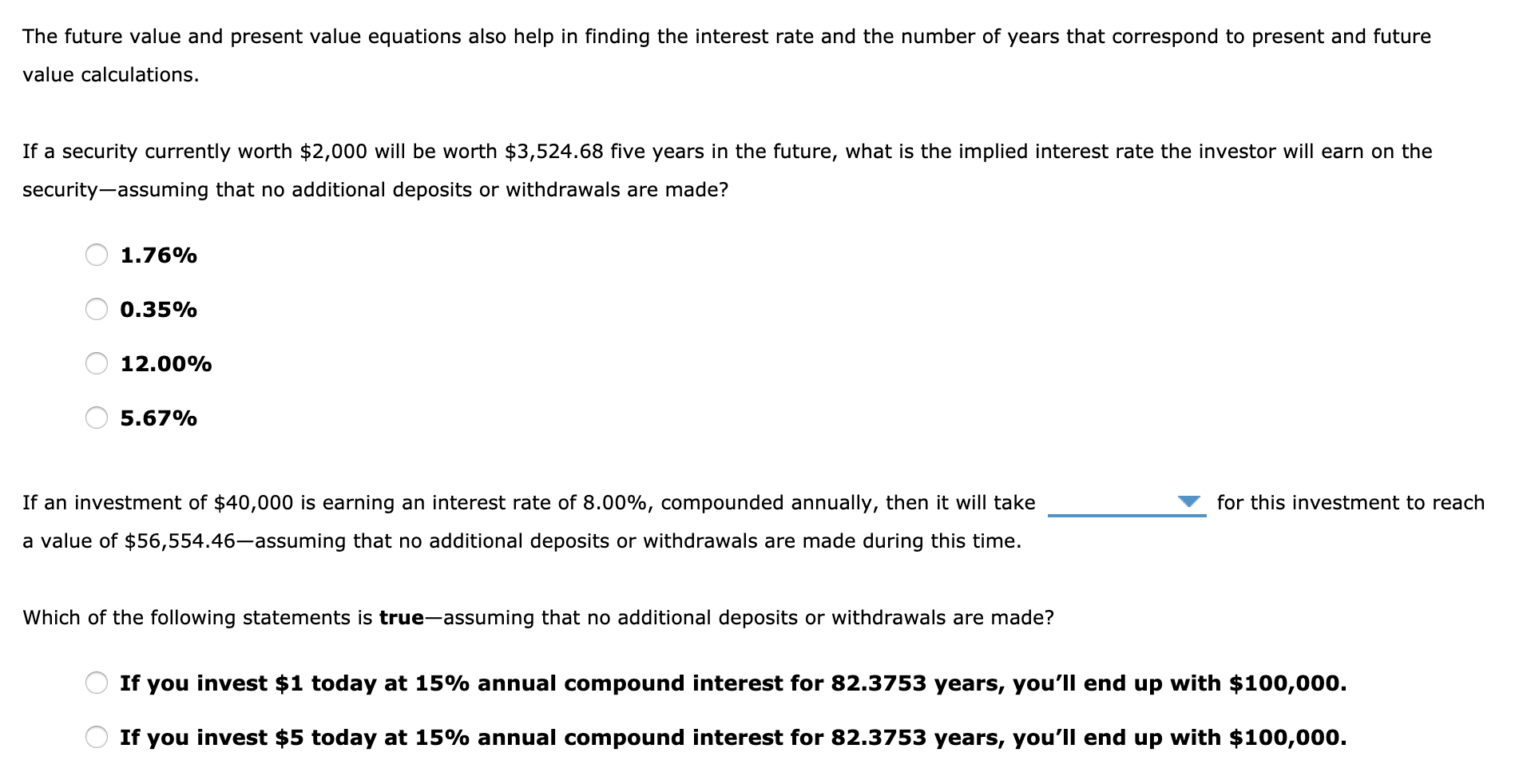 Solved The future value and present value equations also | Chegg.com