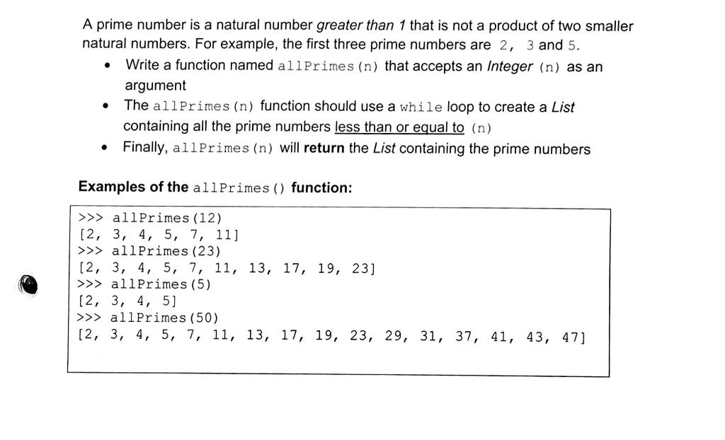 Solved . A prime number is a natural number greater than 1 | Chegg.com