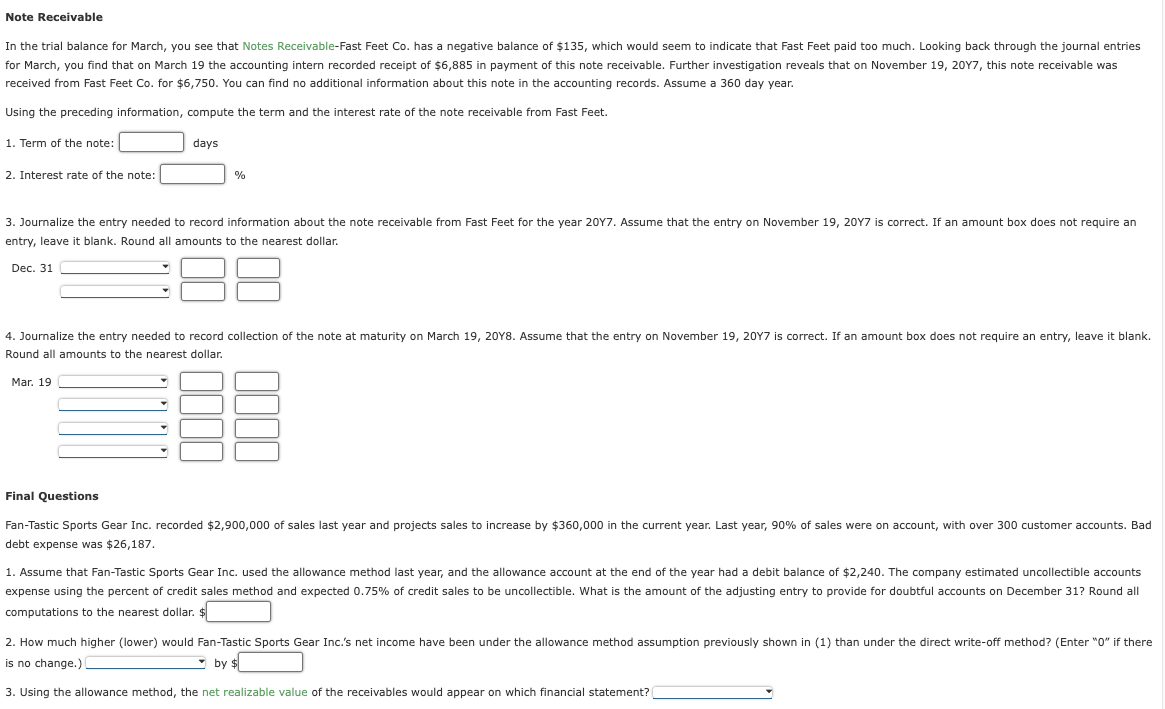 Solved Mastery Problem Receivables FanTastic Sports Gear