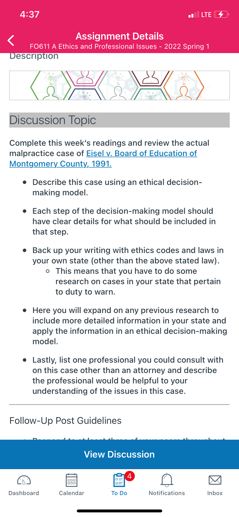 4:37 LTE CU Assignment Details F0611 A Ethics and | Chegg.com
