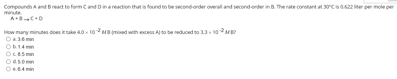 Solved Compounds A and B react to form C and D in a reaction | Chegg.com