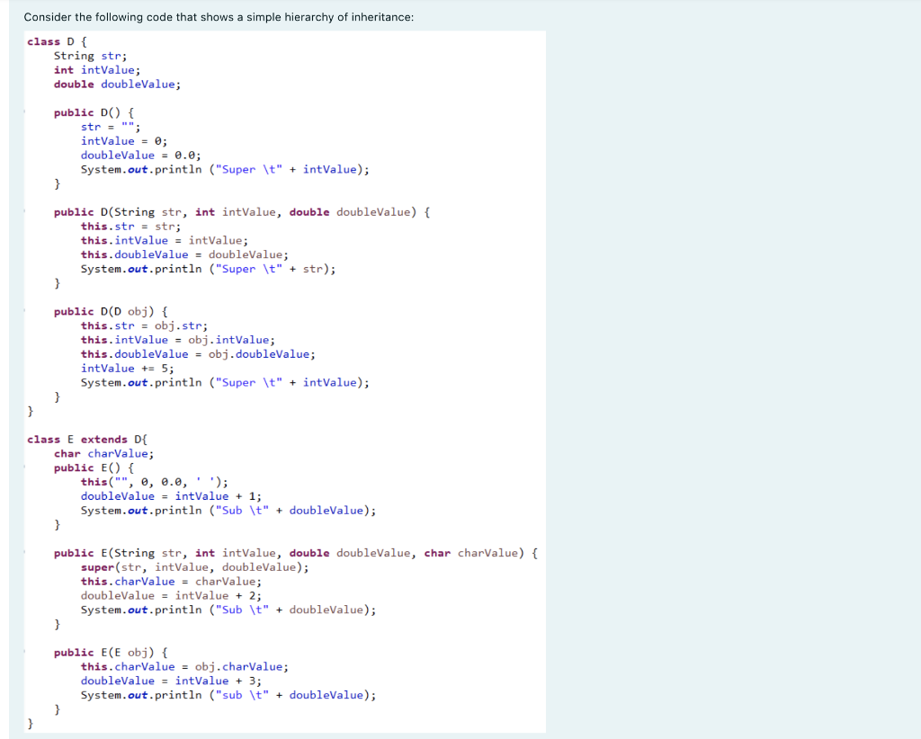 Solved Consider the following code that shows a simple | Chegg.com
