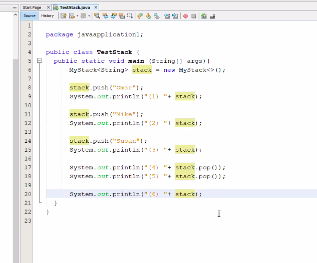 Solved Slal Pace X Hyslack.java X Source History EE.. 99 P | Chegg.com