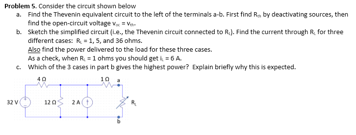 Solved Problem 5. Consider The Circuit Shown Below A. Find | Chegg.com