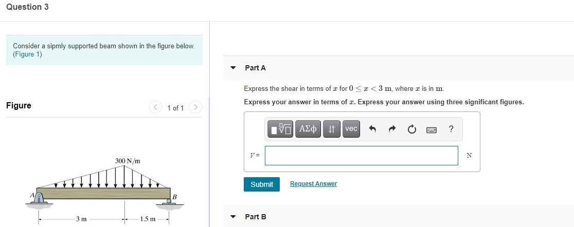 Solved Question 3 Consider a sipmly supported beam shown in | Chegg.com