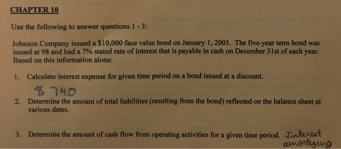 Solved CHAPTER 10 Use the following to answer questions 1 | Chegg.com