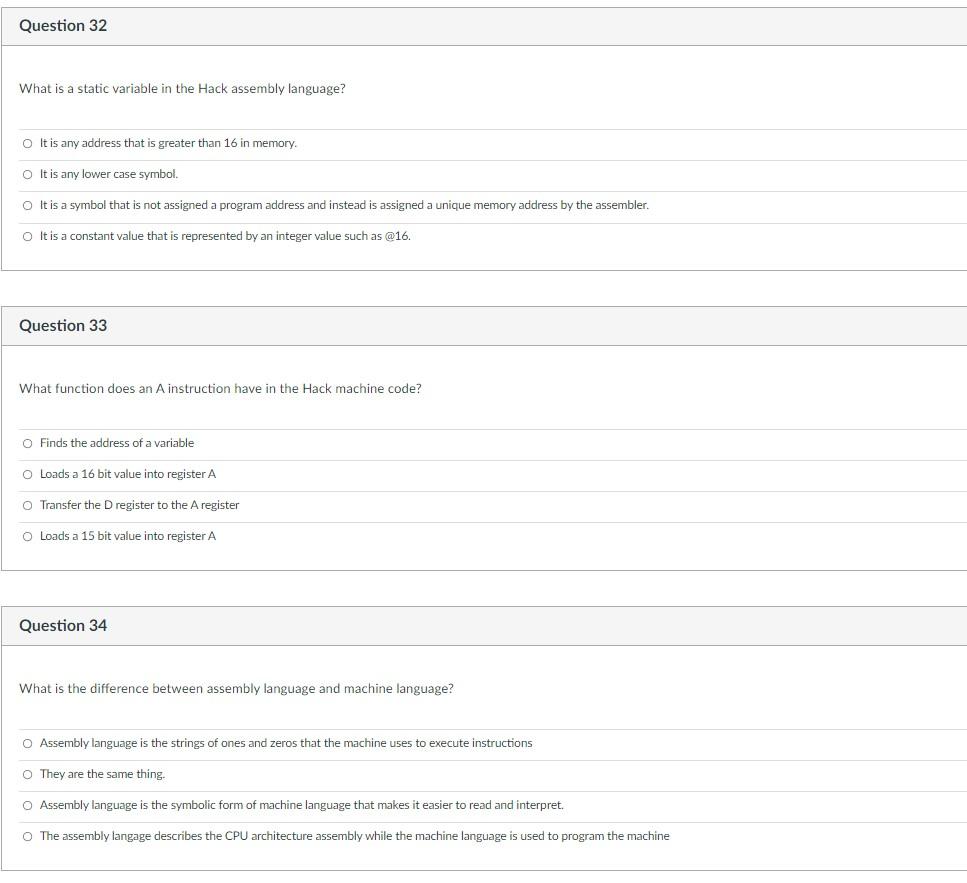 Solved Question 32 What is a static variable in the Hack | Chegg.com
