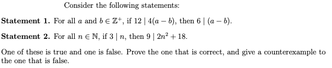 Solved Consider The Following Statements: Statement 1. For | Chegg.com