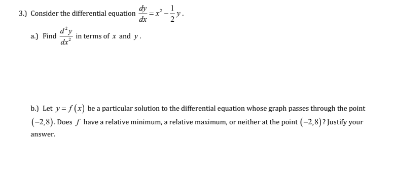 Solved dy 3.) Consider the differential equation dx -- a.) | Chegg.com