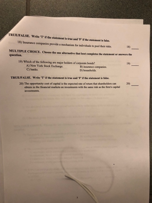 Solved TRUE/FALSE. Write T� If The Statement Is True And