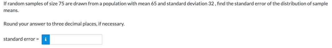 Solved Compute The Standard Error For Sample Means From A 