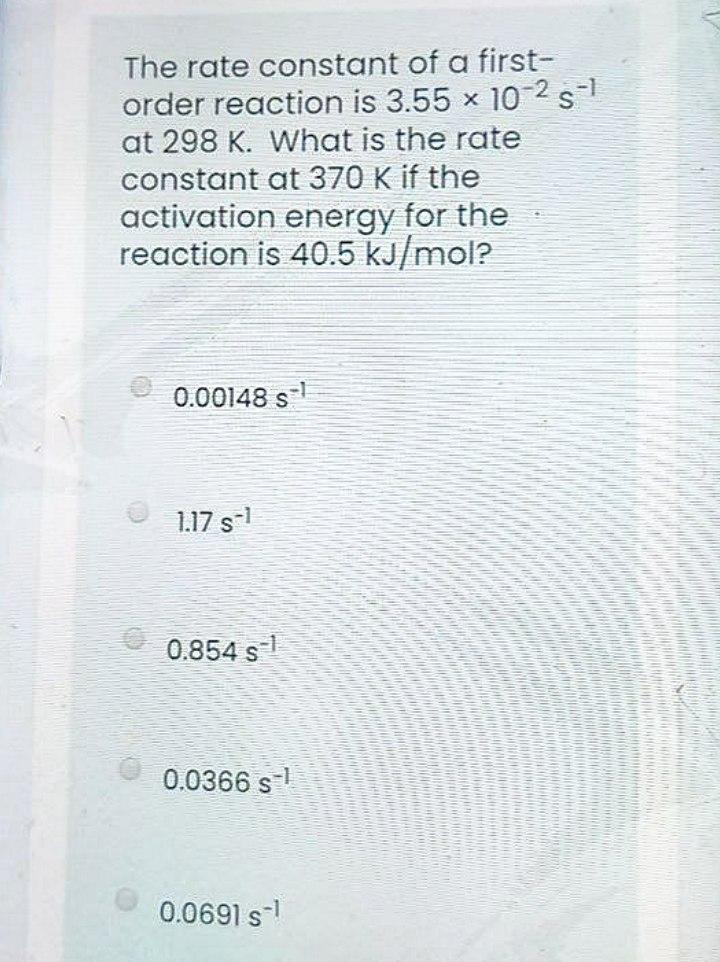 Solved The rate constant of a first- order reaction is 3.55 | Chegg.com