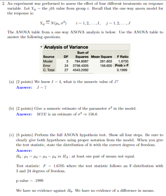 Solved 2. An experiment was performed to assess the effect | Chegg.com
