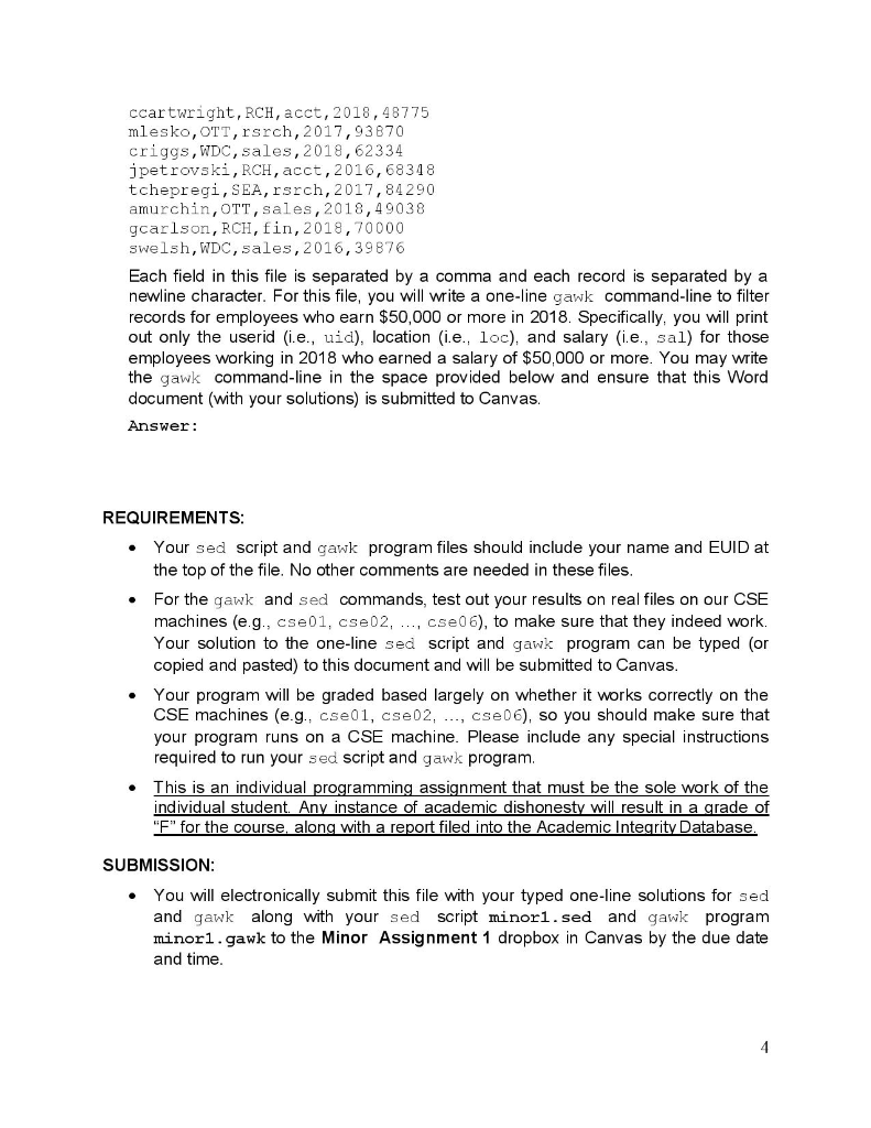 CSCE 3600: Systems Programming Minor Assignment 1 - | Chegg.com