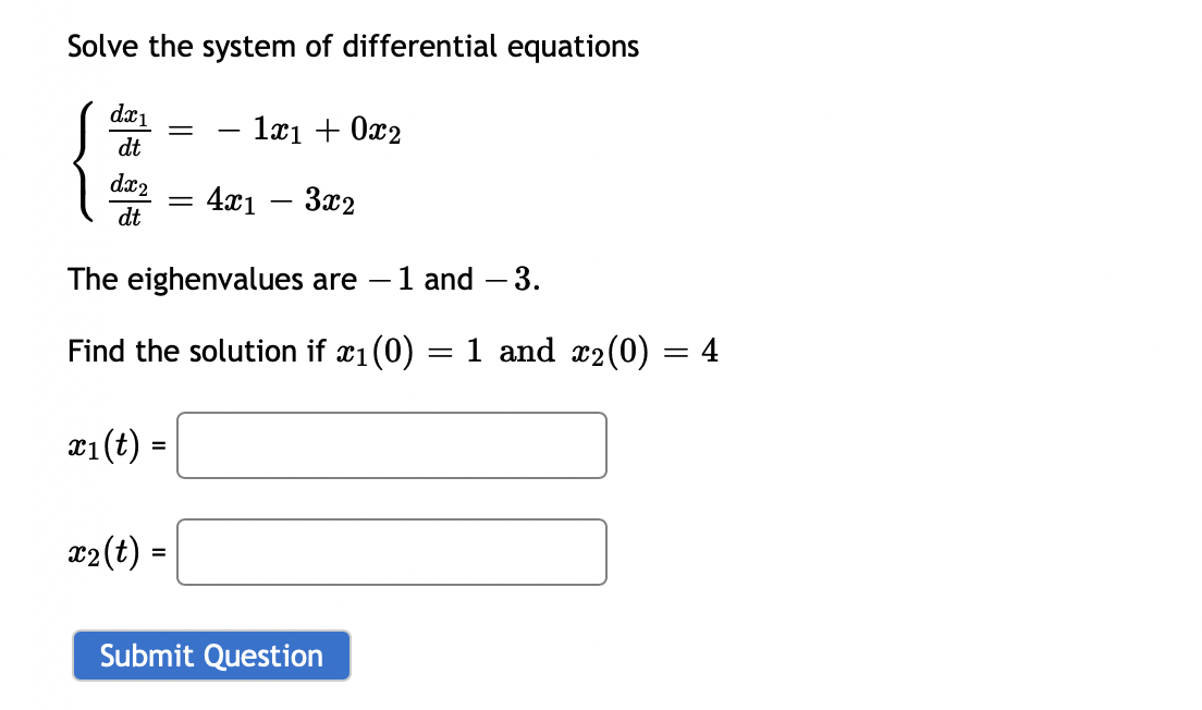 Solved Solve the system of differential equations | Chegg.com