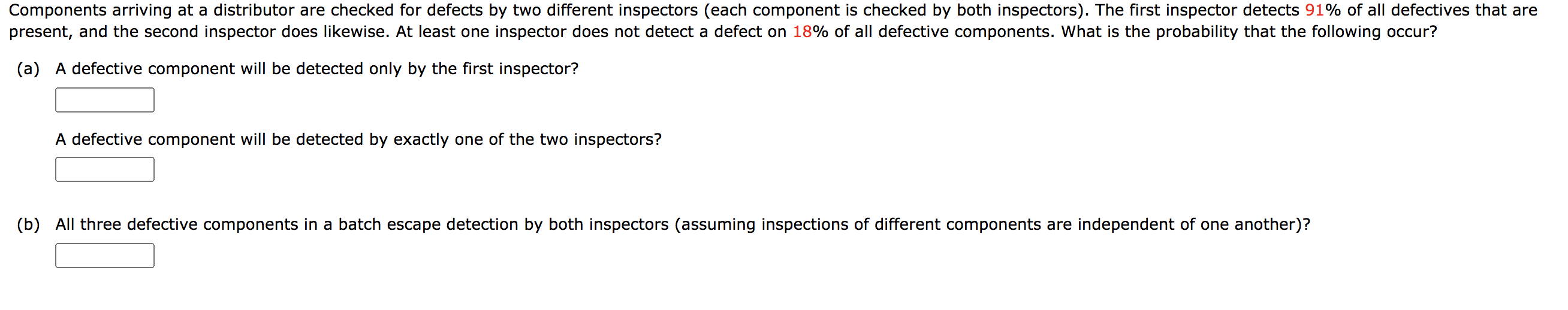 Solved Components arriving at a distributor are checked for
