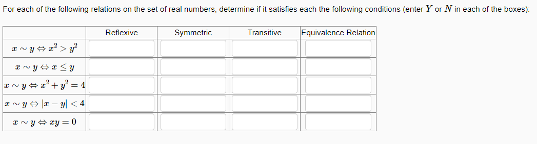 Solved For Each Of The Following Relations On The Set Of | Chegg.com