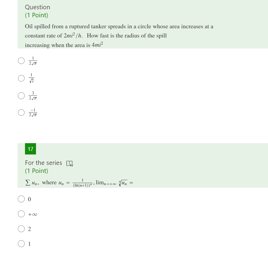 Solved Question (1 Point) Oil spilled from a ruptured tanker